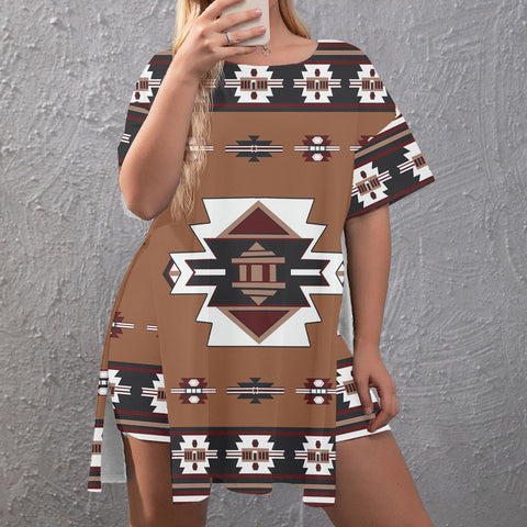 GB-NAT00012 Native American Side Split Top and Shorts Set - Plus Size