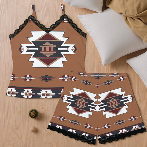 GB-NAT00012 Native American Women Cami Home Suit With Lace Edge