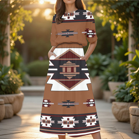 GB-NAT00012 Native American Women's Elastic Waist Dress