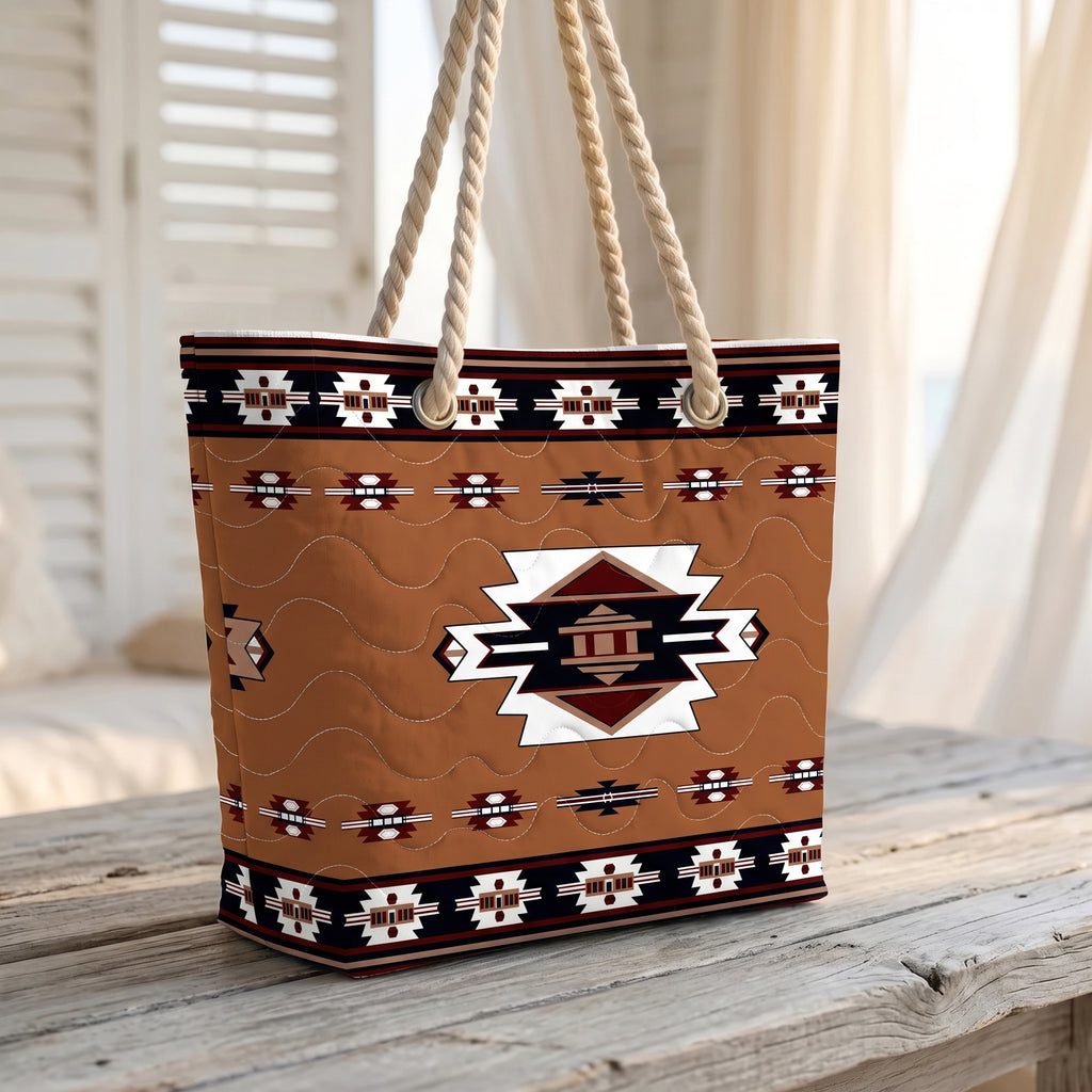GB-NAT00012 Pattern Native American Quilted Beach Bag