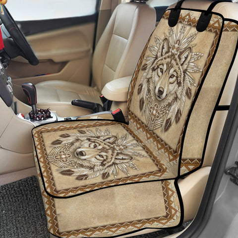 GB-NAT00014v2 Wolf Chief Native American Waterproof Car Front Seat Cover for Pet