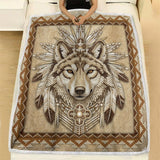 GB-NAT00014v2 Wolf Native American Fleece Blanket