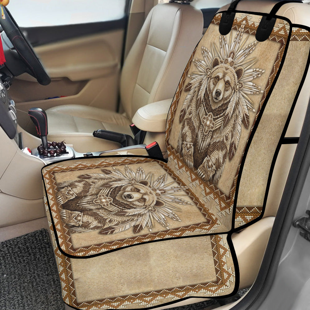 GB-NAT00014v3 Bear Chief Native American Waterproof Car Front Seat Cover for Pet