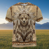 GB-NAT00014v3 Bear Native American 3D T-shirt