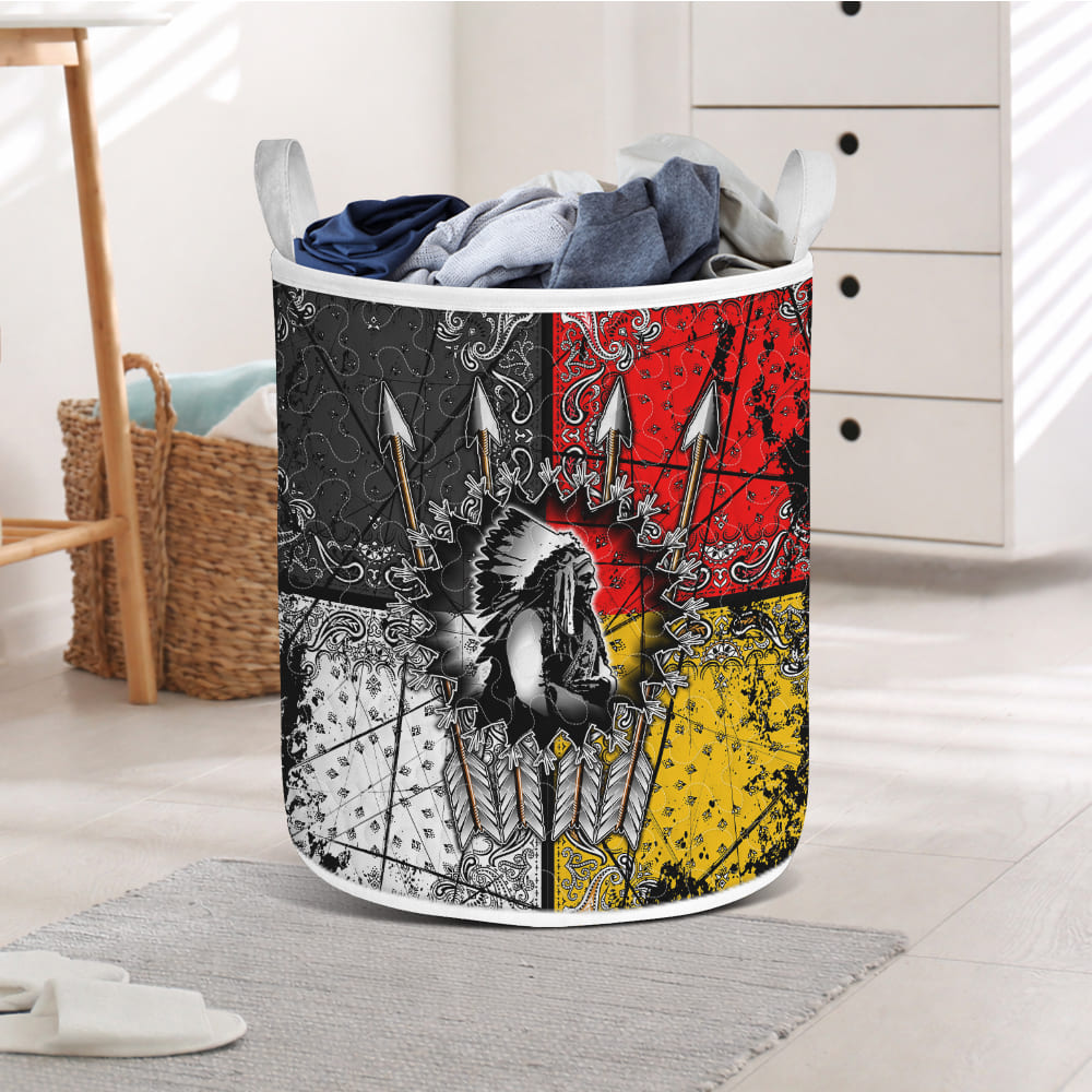 GB-NAT00015 Chief Native American Quilted Laundry Basket