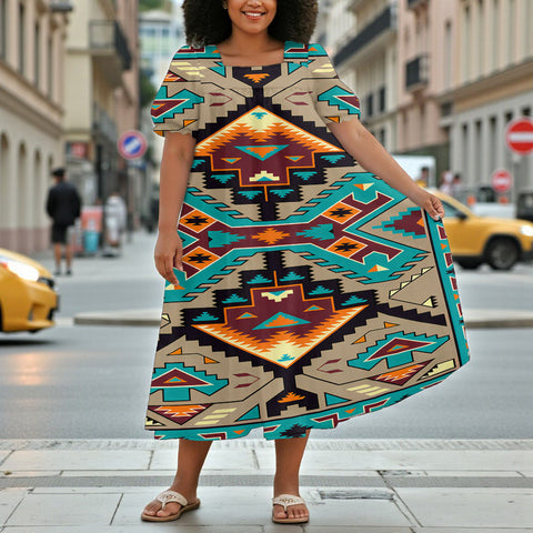GB-NAT00016 Native American Puff Sleeve Straight Skirt