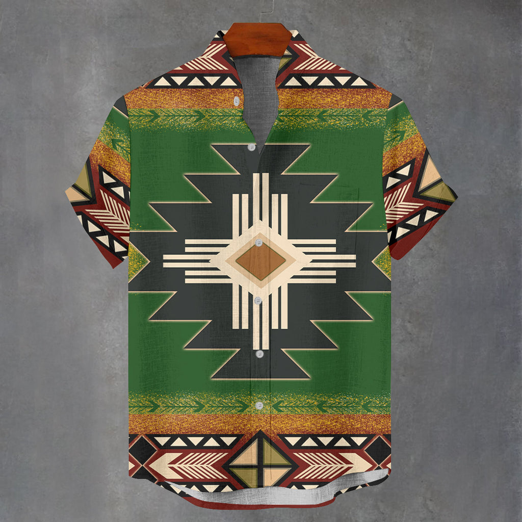 GB-NAT0001 Native American Men Stand Collar Shirt