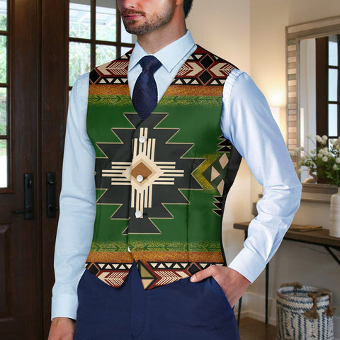 GB-NAT0001 Native American Suit Vest Jacket Print One Side Front