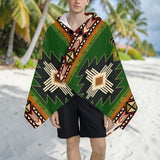 GB-NAT0001 Pattern Native American Hooded Towel Poncho