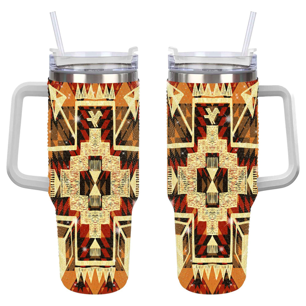 GB-NAT00022 Tribal Yellow Arrow Rhinestone Diamond 40oz Tumbler