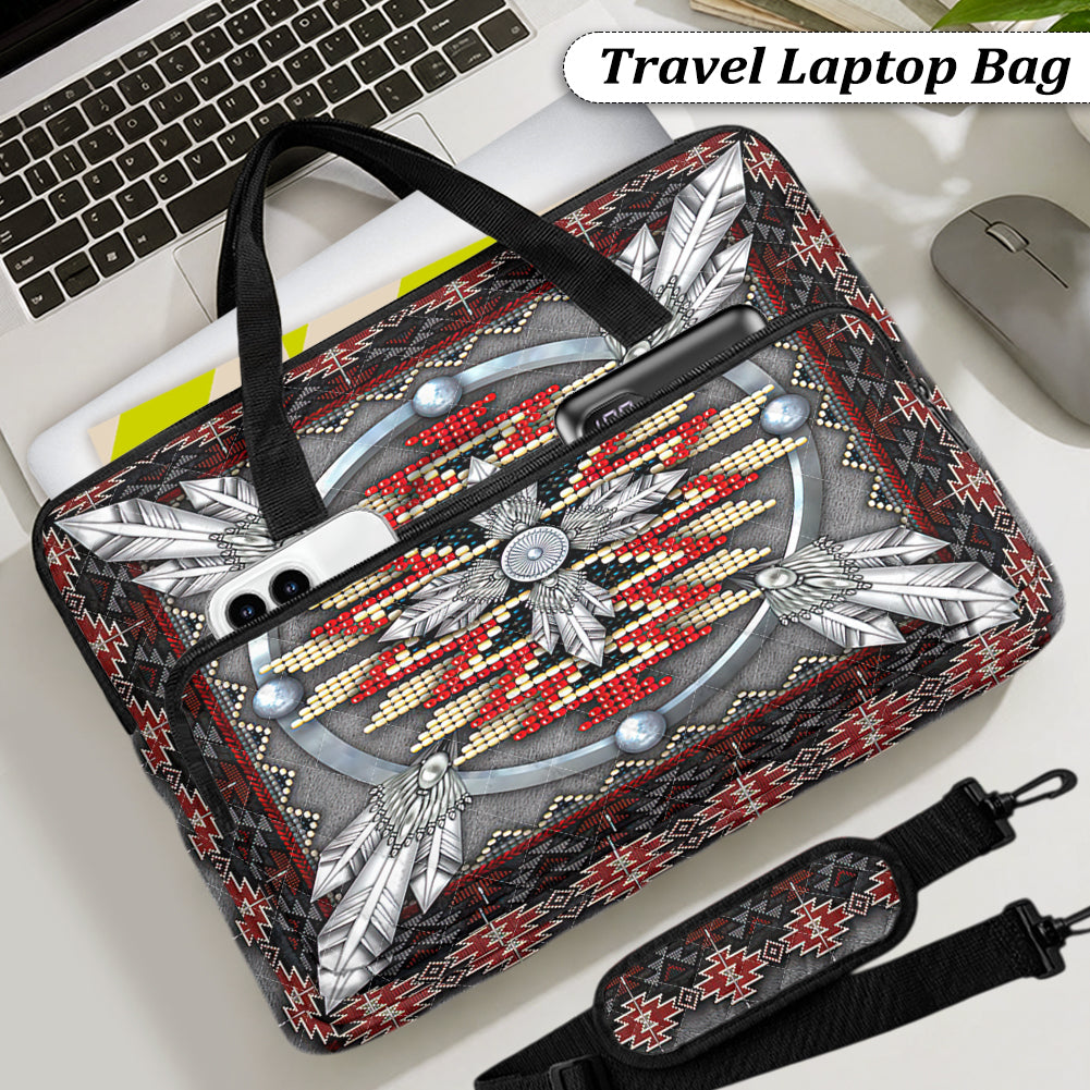GB-NAT00023-02 Feather Native American Quilted Computer Bag