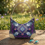 GB-NAT00023-03 Feather Native American PU Leather Chain Shoulder Bag