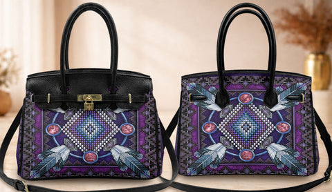 GB-NAT00023-03 Feather Native American Women Handbag