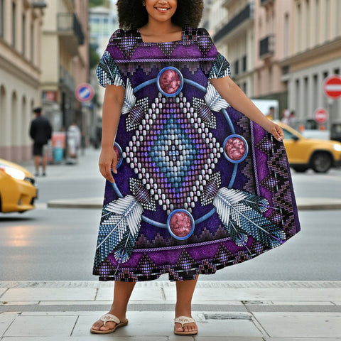GB-NAT00023-03 Native American Puff Sleeve Straight Skirt