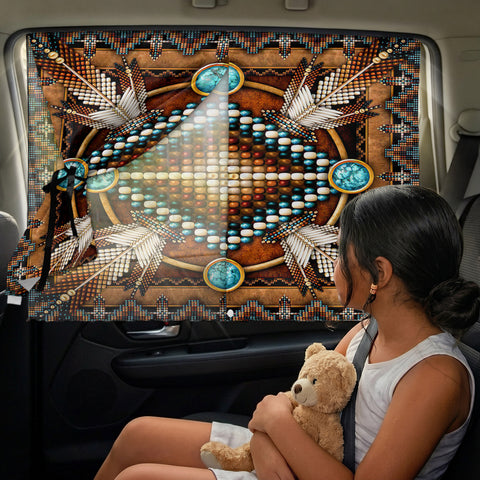 GB-NAT00023-04 Feather Native American Car Side Window Sunshades