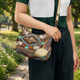 GB-NAT00023-04 Feather Native American PU Leather Chain Shoulder Bag