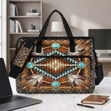 GB-NAT00023-04 Feather Native American Quilted Computer Bag