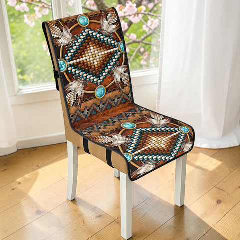 GB-NAT00023-04 Native American Quilted Dining Chair Slip Cover