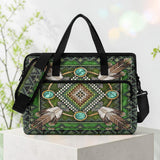 GB-NAT00023 Green Feather Native American Quilted Computer Bag