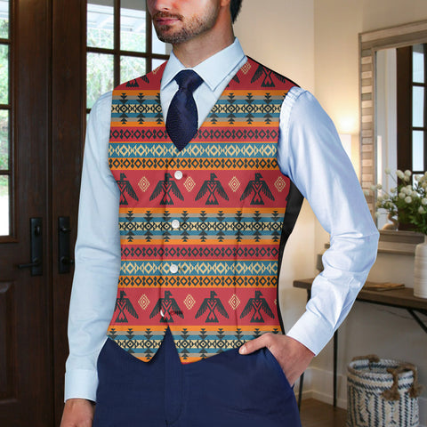 GB-NAT00029 Native American Suit Vest Jacket Print One Side Front