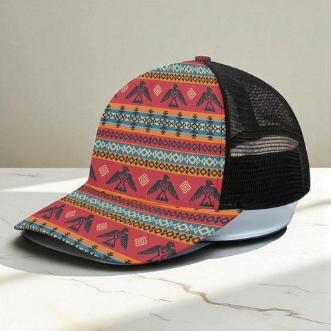 GB-NAT00029 Native American Unisex Trucker Hat With Black Half-mesh