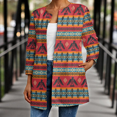 GB-NAT00029 Native American Women Faux Sweater Cardigan