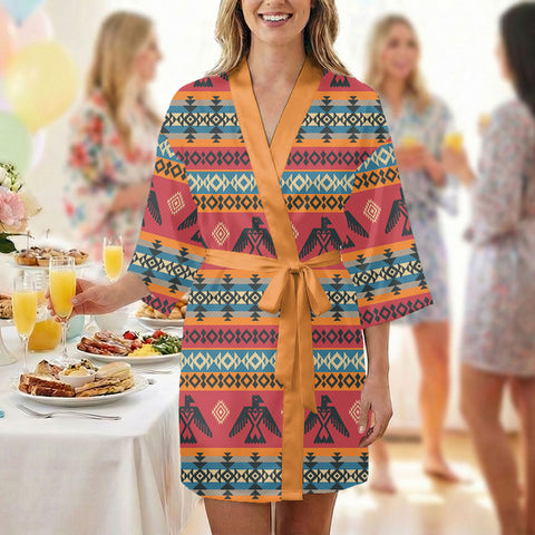 GB-NAT00029 Native American Women Satin Wedding Robe