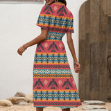 GB-NAT00029 Native American Women Shirt Dress with Waist Tie