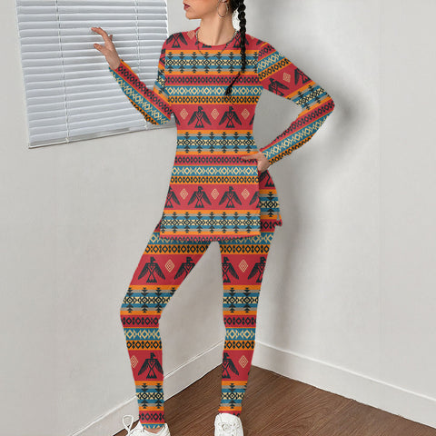 GB-NAT00029 Native American Women Side Split T-shirt Set