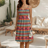 GB-NAT00029 Native American Women Spaghetti Strap Dress