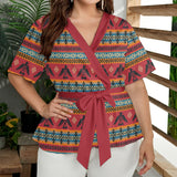 GB-NAT00029 Thunderbird Native American Women Wrap Blouse