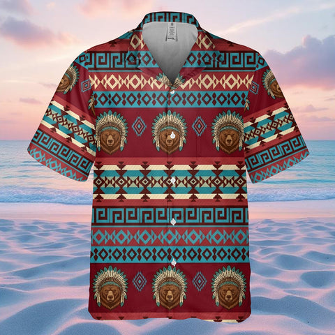 GB-NAT00029v5 Bear Chief Native American Hawaiian Shirt 3D