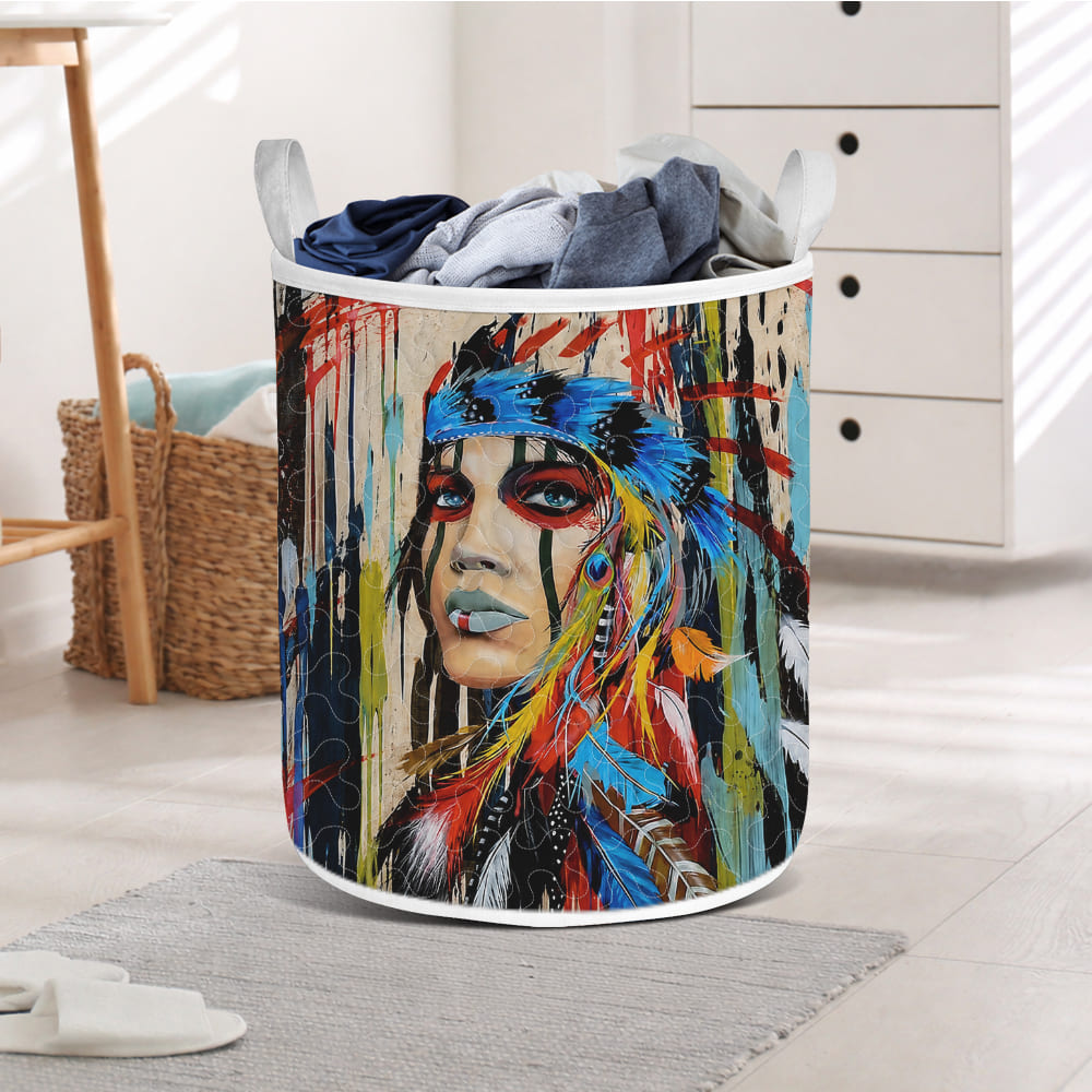 GB-NAT00036 Native American Quilted Laundry Basket