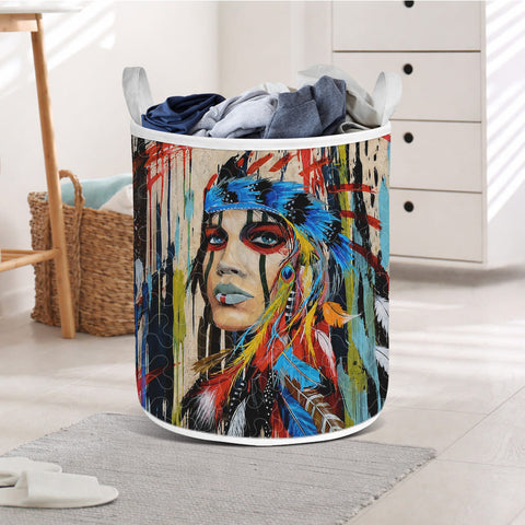 GB-NAT00036 Native American Quilted Laundry Basket