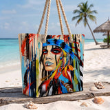 GB-NAT00036 Woman Native American Quilted Beach Bag