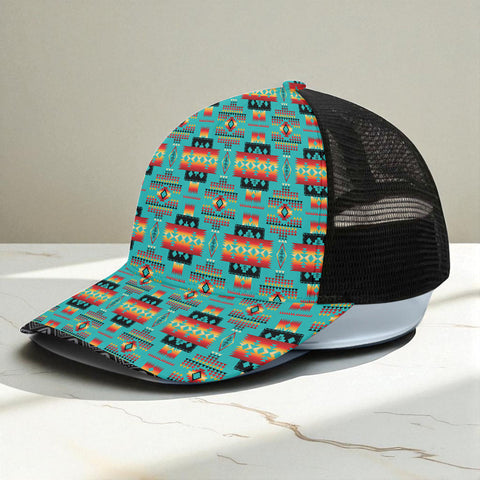 GB-NAT00046-01 Native American Unisex Trucker Hat With Black Half-mesh