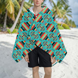 GB-NAT00046-01 Pattern Native American Hooded Towel Poncho