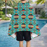 GB-NAT00046-01 Pattern Native American Hooded Towel Poncho
