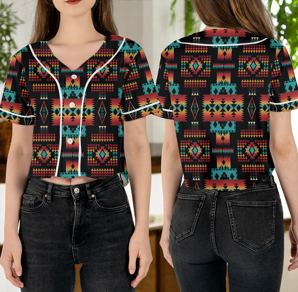 GB-NAT00046-02 Native American Crop top Baseball Jersey