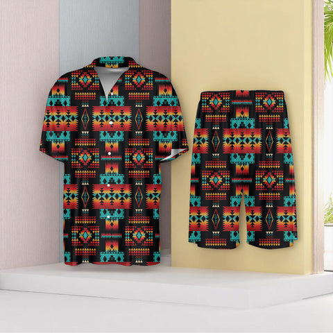 GB-NAT00046-02 Native American Men Imitation Silk Shirt Suit