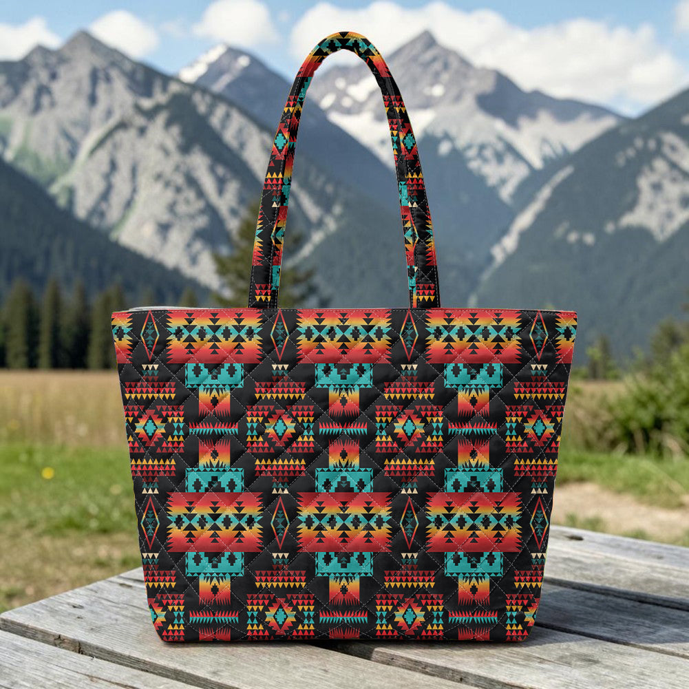 GB-NAT00046-02 Native American Quilted Shoulder Tote Bag
