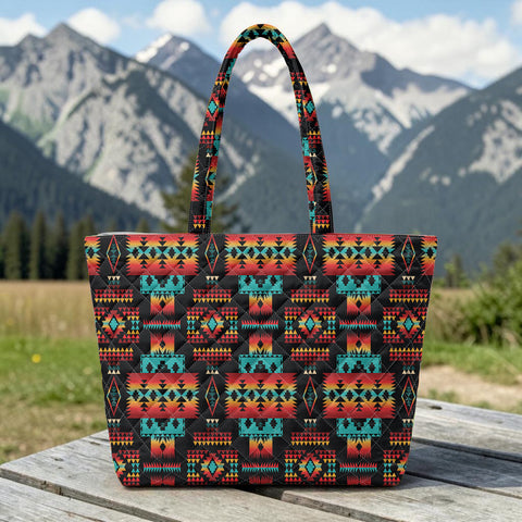 GB-NAT00046-02 Native American Quilted Shoulder Tote Bag