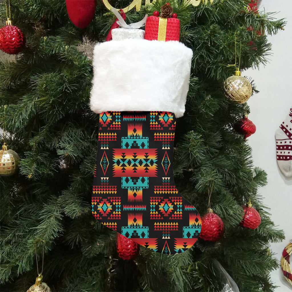 GB-NAT00046-02 Native American Single Christmas Sock With Plush Cuff