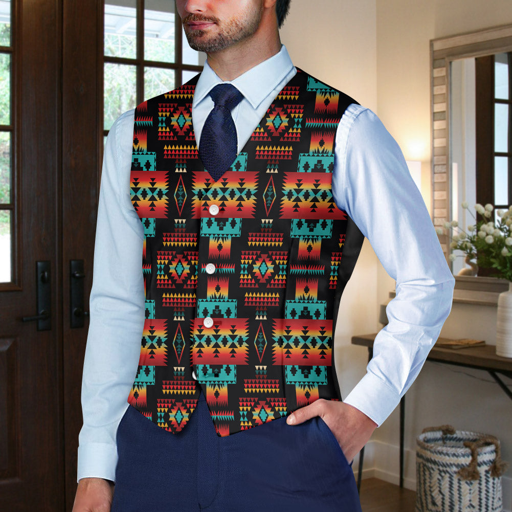 GB-NAT00046-02 Native American Suit Vest Jacket Print One Side Front