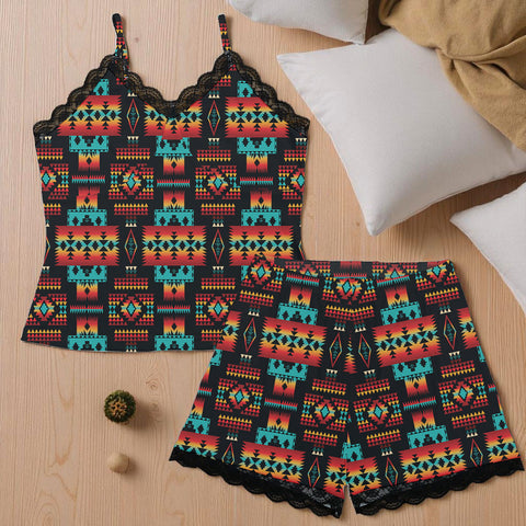 GB-NAT00046-02 Native American Women Cami Home Suit With Lace Edge