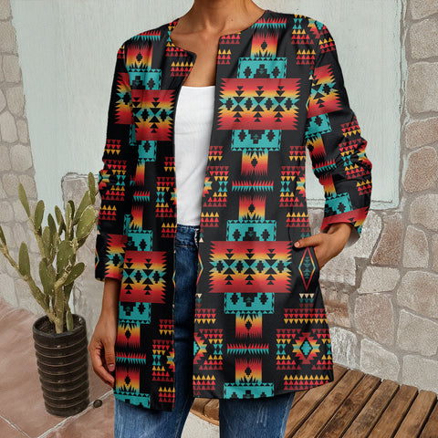 GB-NAT00046-02 Native American Women Faux Sweater Cardigan