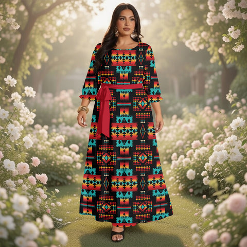 GB-NAT00046-02 Native American Women Maxi Dress Plus Size