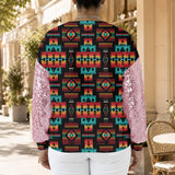 GB-NAT00046-02 Native American Women Sequin Sleeve Sweatshirt