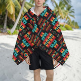 GB-NAT00046-02 Pattern Native American Hooded Towel Poncho
