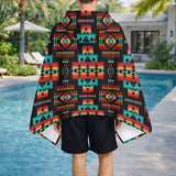 GB-NAT00046-02 Pattern Native American Hooded Towel Poncho